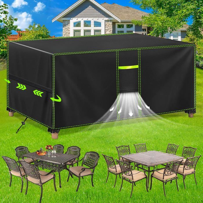 Housse de protection imperméable pour meubles de jardin résistante à lhiver bâche Oxford 420D pour table de jardin 120 x 80 x 75 cm