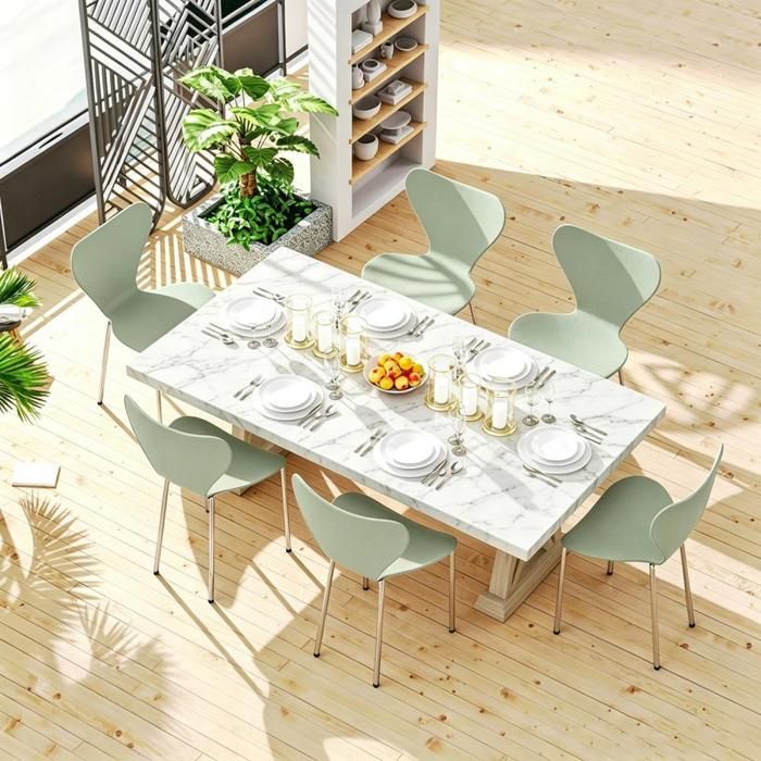 VIVOLILV Lot de 6 Chaises de Salle Manger en PPDesign Scandinave ModerneEmpilableChaises de Cuisine SiègeIntérieur extérieur