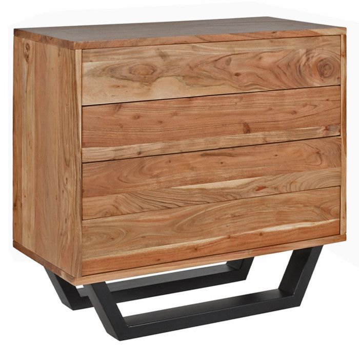 Commode en bois dacacia massif et pieds en métal noir - OTTAWA Meubletmoi