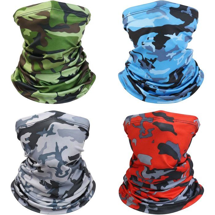 4 PCS Bandana Multifonctions Cache cou HommeTour de Cou Homme Hiver et Femme à Séchage Rapide Cache cou M - Bleu Vert Gris Rouge