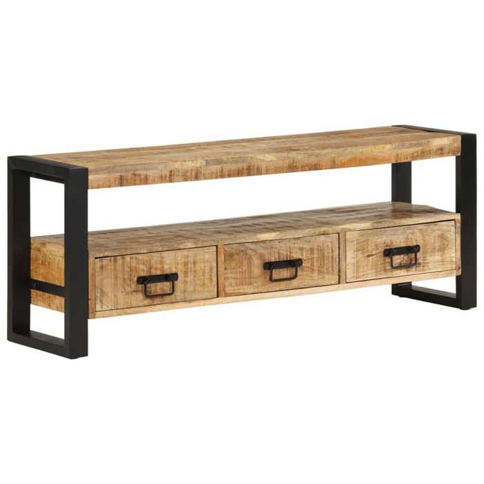 Cabinet TV - vidaXL - Meuble TV pour Télévision - bois massif - 120 x 30 x 45 cm - 3 tiroirs - 1 compartiment ouvert@dre59m