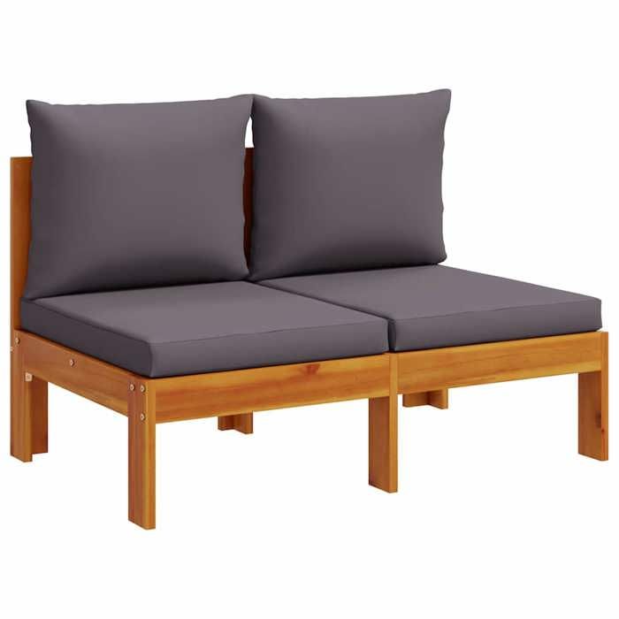 Siège de balcon - HAOSHOP - Canapé de jardin sans accoudoirs coussins 2 places bois acacia&01_65007
