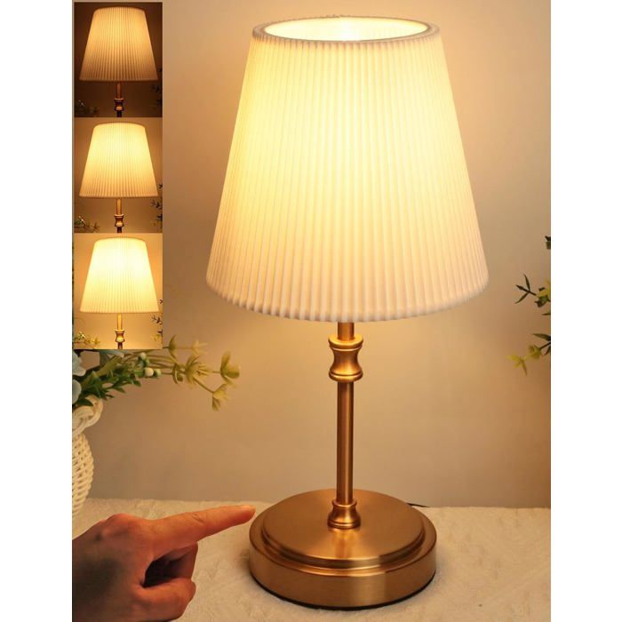 Lampe De Chevet Tactile 31.5Cm Lampe De Table Tactile Mable Contrôle Lampe De Table Led Moderne Rétro Avec Ampoule Pour La[LL373]