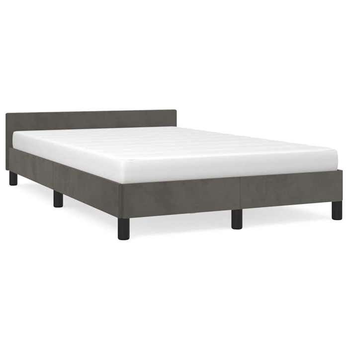 Cadre de Lit sans matelas Gris Foncé 120x200 cm avec sommier à lattes inclus et velours doux pour Chambre EU223742