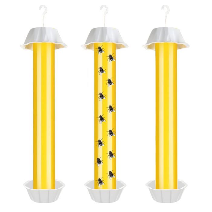 Piège à mouches des fruits en trois parties piège à moustiques dintérieur et dextérieur (jaune sans rayures verticales)