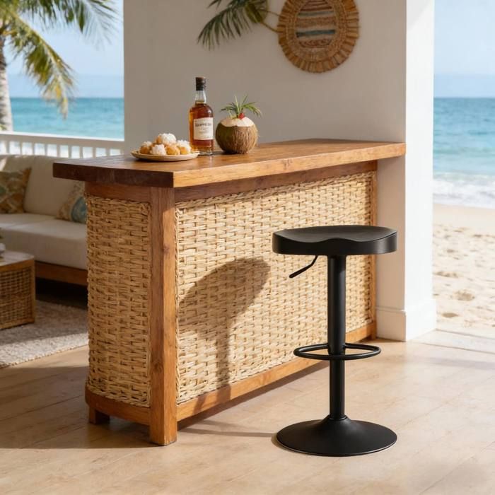 Tabouret Bar Noir Reglable Tabouret Pivotant FloraGrace Pour Cuisine Et Ilot Sans Dossier 41 5x31 5x60-81cm