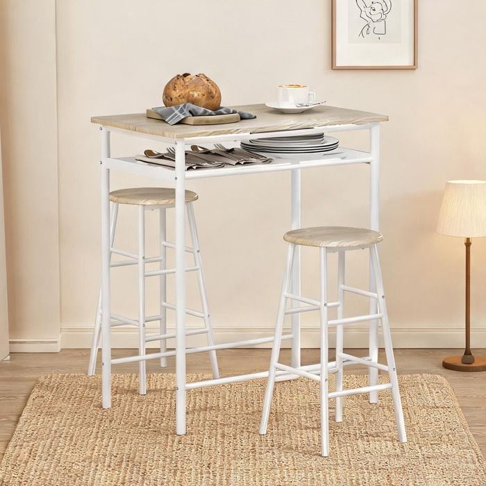 Tabouret De Bar en métal Blanc 80 x 50 x 90 cm - Blanc Métal 80 x 50 x 90 cm Ref NQBO82