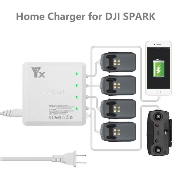 Prise UA Chargeur rapide 6 en 1 pour batterie DJI Spark, hub de charge ...