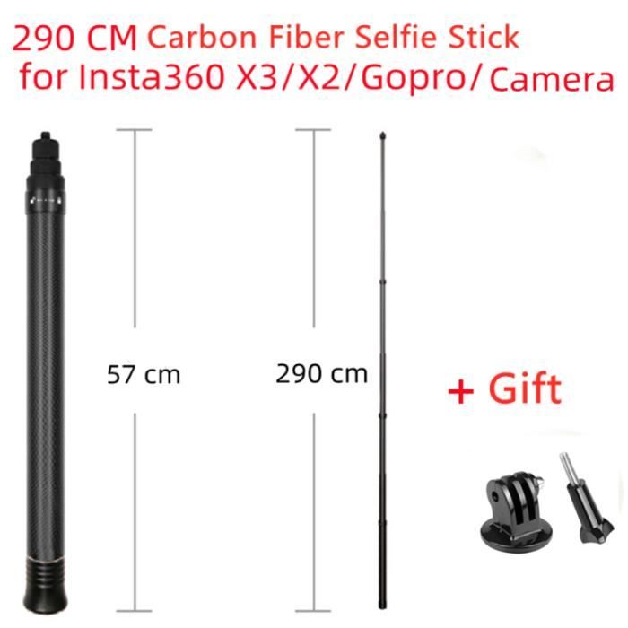 A-Perche à selfie invisible en fibre de carbone super longue, 3m, universelle, adaptée pour Insta360 Bery, X2