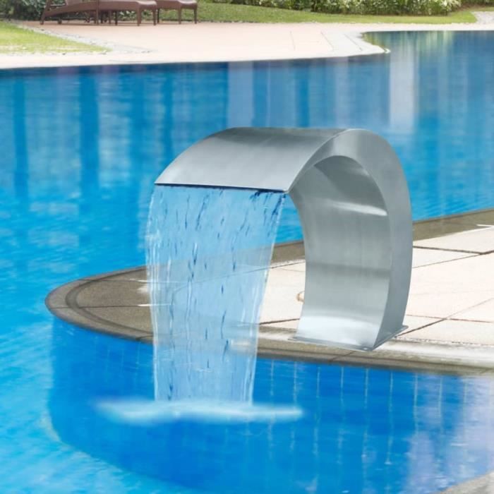 Fontaine cascade de piscine en acier inoxydable AKOZON - 30x60x45cm - Livrée avec accessoires