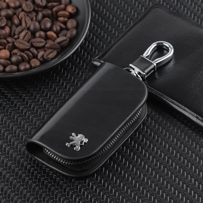 Étui Clés Voiture Cuir Véritable Rouge - Porte-Clés Avec Fermeture Éclair Et Fenêtre