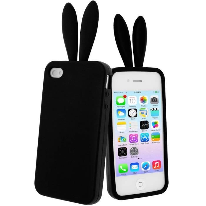 Coque Silicone Oreilles Lapin Noir iPhone