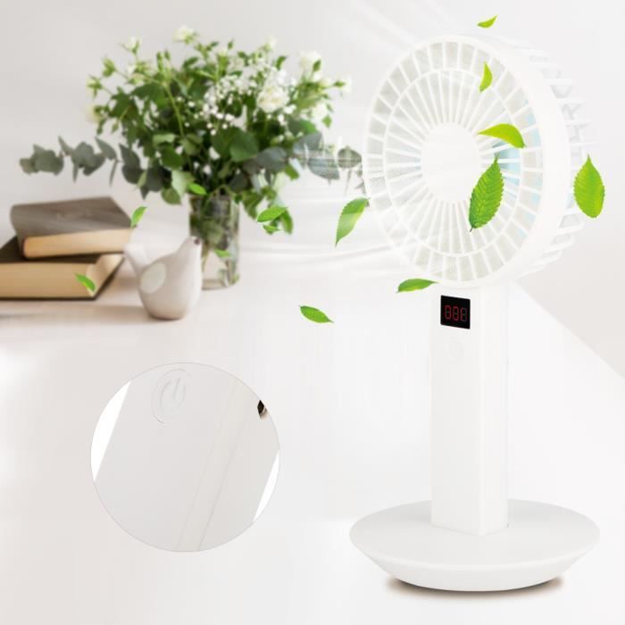 Mini Ventilateur Portable - USB - Blanc - 3 Vitesses - Batterie Rechargeable - Silencieux