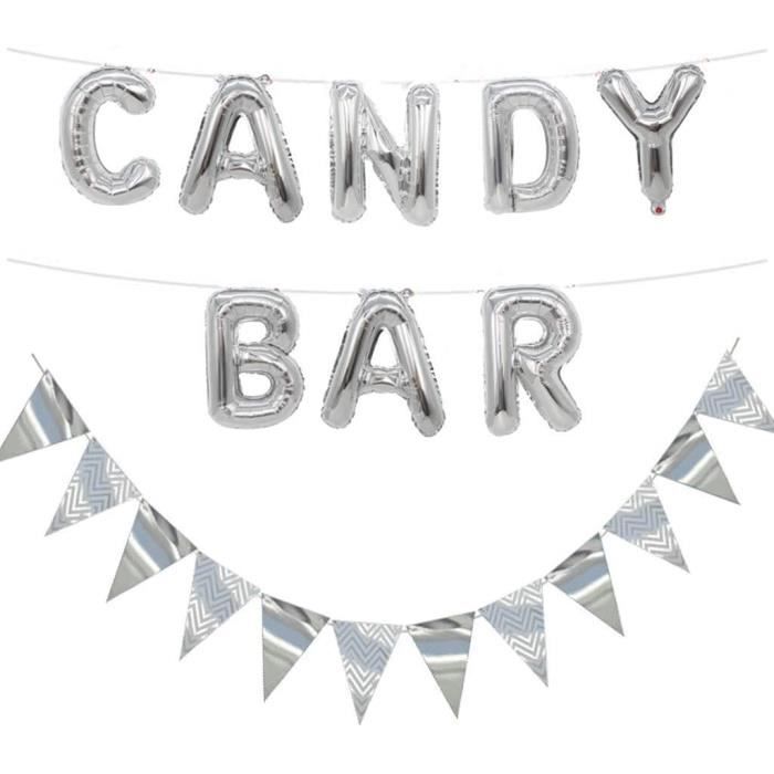 Décoration Candy Bar Pailletée - Bannière Et Guirlande Fanions Pour Mariage/anniversaire