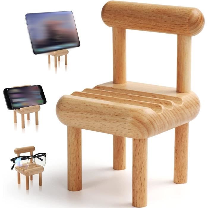 Support Téléphone En Bois Pour Bureau - Universel - Design Créatif - Anti-dérapant - Décoration