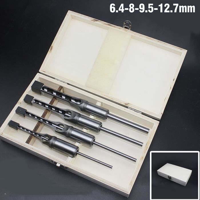 Lot de 7 forets carrés pour le travail du bois 1/4 po, 5/16 po, 3