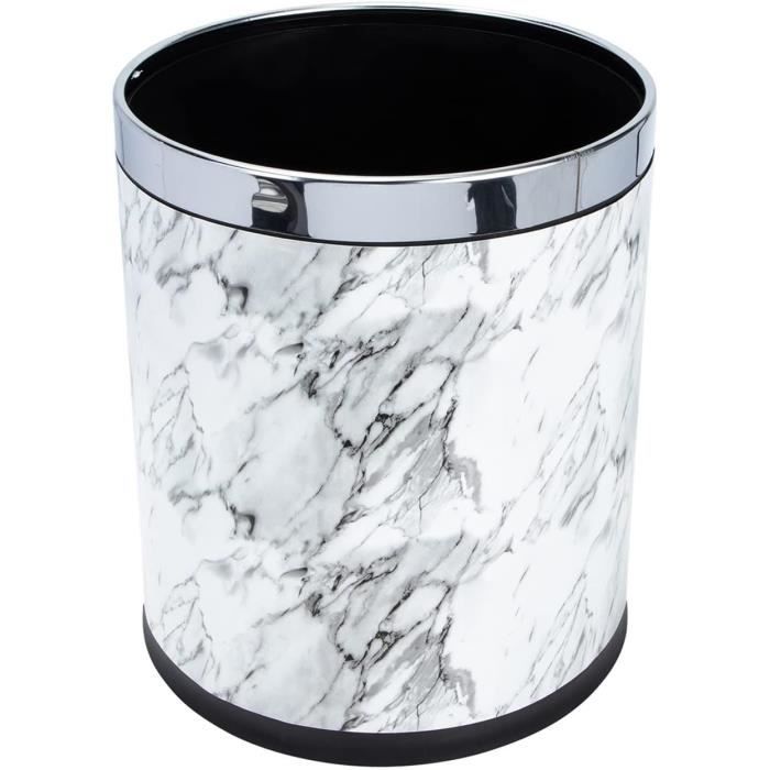 Corbeille à Déchets Rondes Métal Et Similicuir Marron 10 L