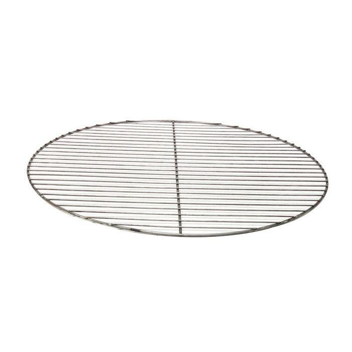 Grille Ronde Pour Barbecue – Diamètre 50 Cm – Acier Chromé – Manche En Bois – Pour Cuisson Au Charbon Ou Gaz