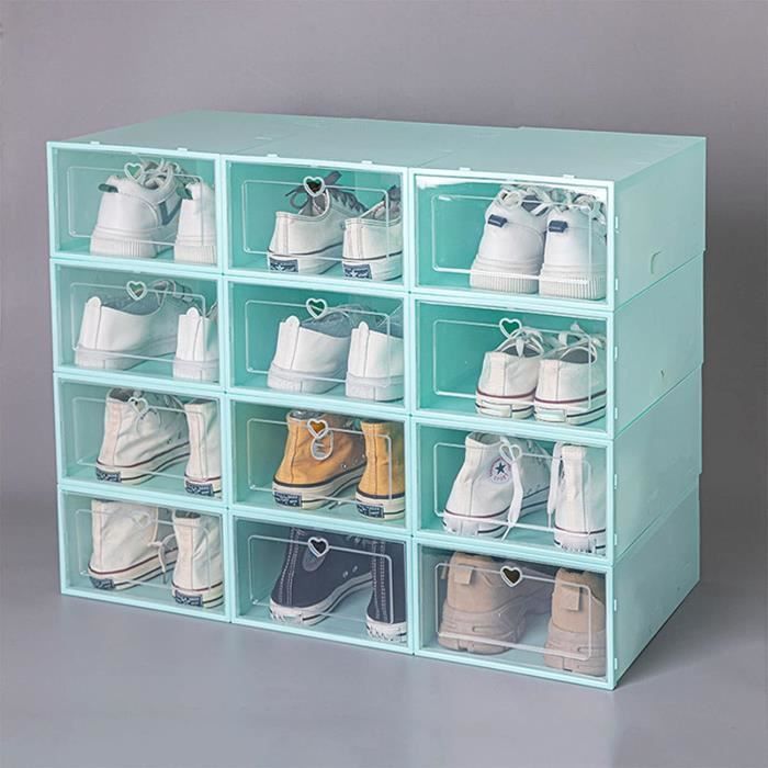 Boîte à chaussures empilable Boîte de rangement de chaussures en