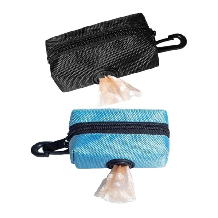 2 Pièces Distributeur Sac a Crottes Chien Distributeur de Sac à Déchets Sacs de Ramasse Dejection pour Chiens (Noir+Bleu)