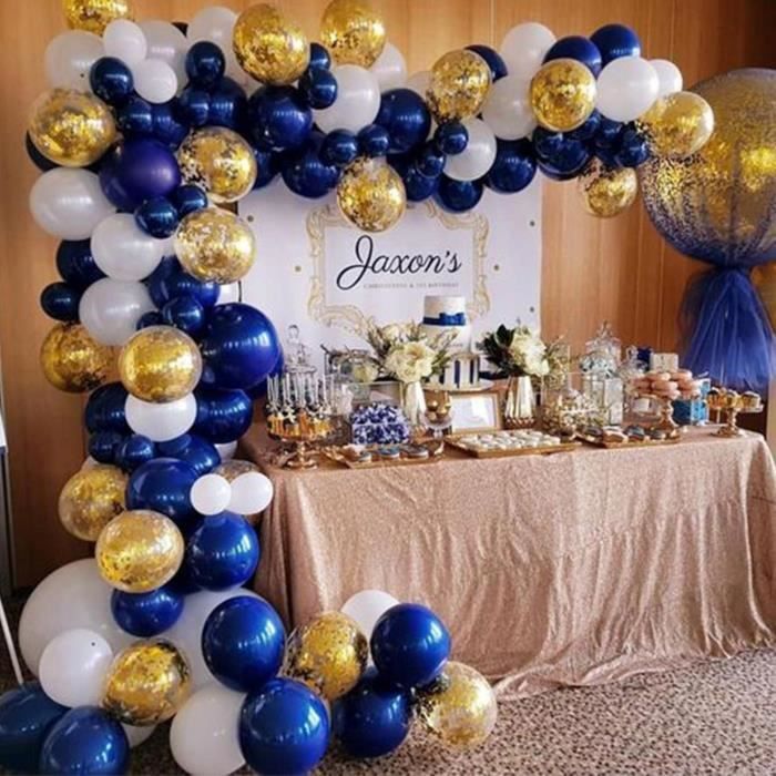 Décoration bleu et or pour table d'anniversaire
