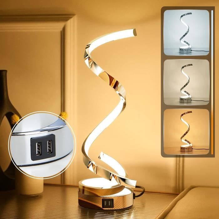 Lampe De Chevet Led, 12W 3000-4500-6000K, Lampe De Table Tactile À Intensité  Variable Avec 2 Ports Usb De Charge, Design Mode[J6771] - Cdiscount Maison