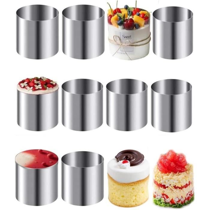 Set De 4 Cercles à Pâtisserie Acier Inoxydable 8cm - Moules à Mousse Et Dressage