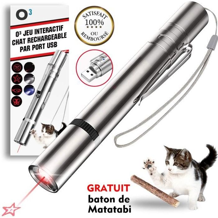 Pointeur Laser Pour Chat 2 Laser Jouet Interactif Lumineux Pour Chat 2 En 1 Avec Baton De Matabi D Herbe A Chat Recharge Usb Cdiscount