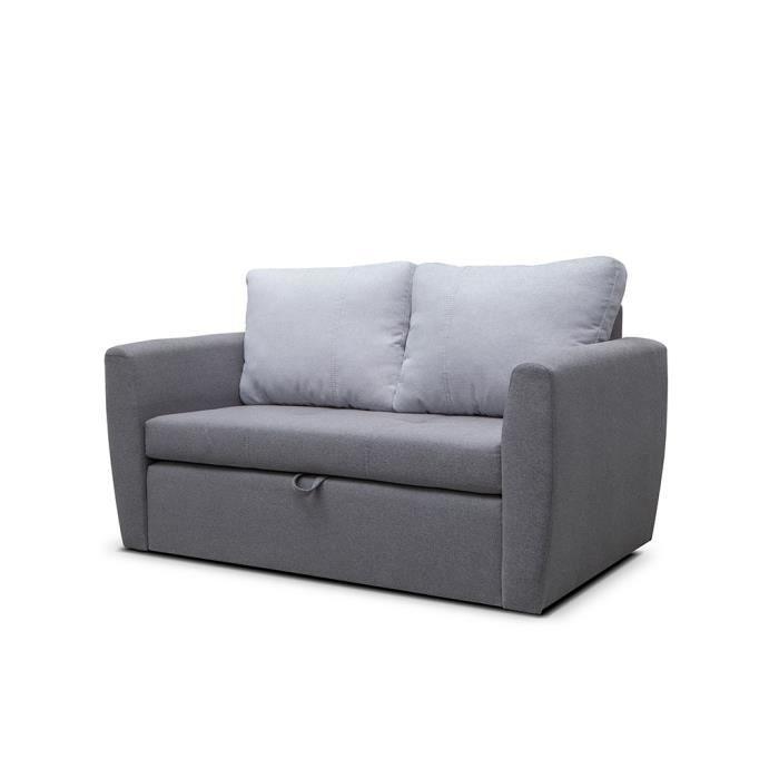 Canapé Convertible En Tissu 2 Places Droit Sara 120 Gris