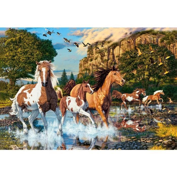 Puzzle Trefl 200 Pièces 'Beaux Chevaux' - 480x340 Mm, Fabriqué En Pologne, Dès 7 Ans