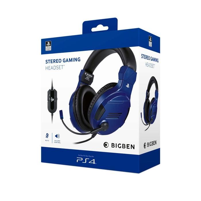 Casque de jeu stéréo filaire avec micro pour PS4 PC Mac et mobiles - Bleu - Circum-aural - Réglage du volume