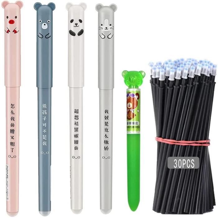 Lot De 12 Stylos à Bille Effaçables 0,5 Mm - Encre Gel Bleu - Motifs Capybara - Pour École, Bureau, Cadeau