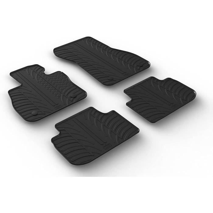 Set tapis de caoutchouc compatible avec BMW Série 2 F44 Gran Coupe 2020- (T profil 4-pièces + clips de montage)
