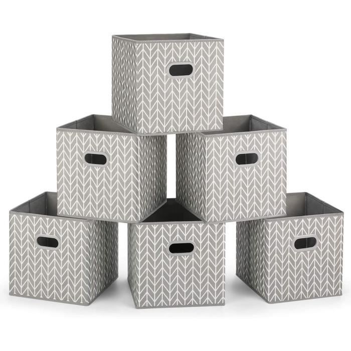 Cubes de Rangement en Tissu, Lot de 6 Boîtes/Tiroirs en Tissu Cube de Rangement Pliable