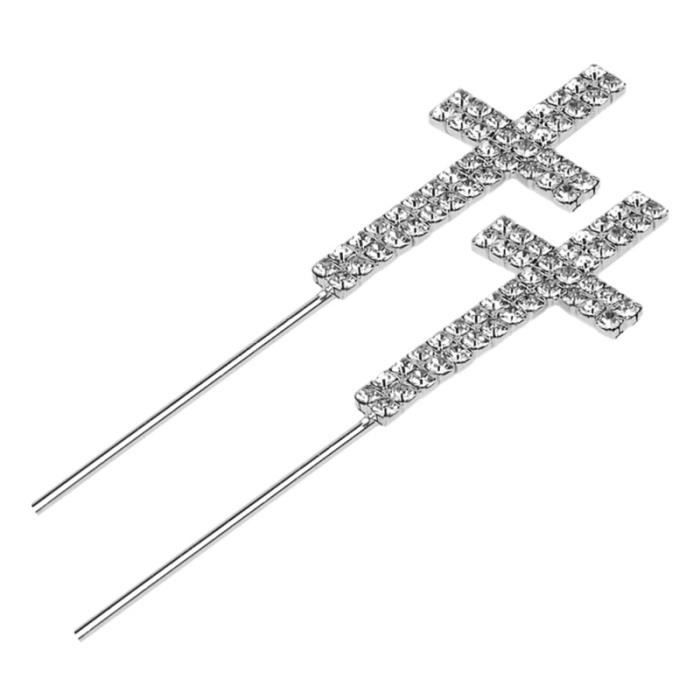 2 Pieces Gateau Topper Croix Forme Decoratif Cupcake Pics Fournitures De Fete Insertion De Fruits Pour Theme Decor Tiara Cdiscount Maison