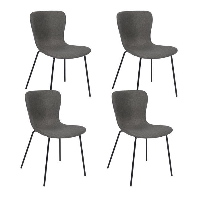 Lot de 4 Chaises Scandinave Chaises Salle à manger tissu avec peinture  noir, Gris - Achat / Vente chaise - Cdiscount