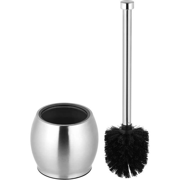 Porte-brosse WC carré en acier inoxydable 304 (noir) avec 1 tête de brosse, fixation murale