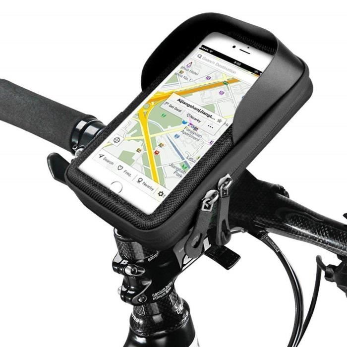 Support Vélo Téléphone Etanche, Sacoche de cadre vélo, Imperméable à l'eau Sacoches de Guidon pour Smartphone sous 6 Pouces