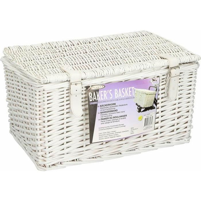 Grand Panier Osier Blanc Coffre Porte Porte Bagage Avant Guidon