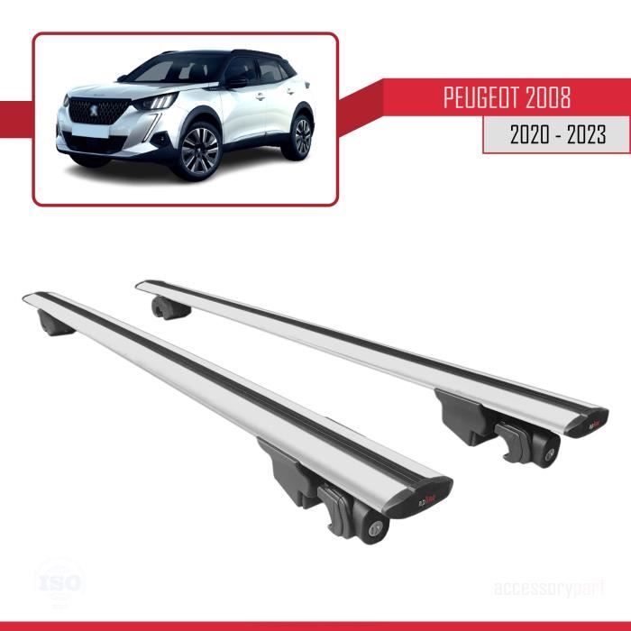 Pour Peugeot 2008 2020-2023 HOOK Barres de Toit Railing Porte-Bagages de voiture Avec verrouillable Alu Gris
