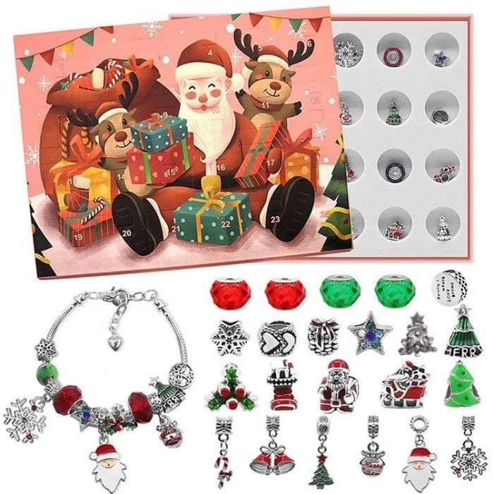 Unique de Noël de l'Avent Calendrier 24 bijoux Charms compte à rebours pour cadeau de Noël