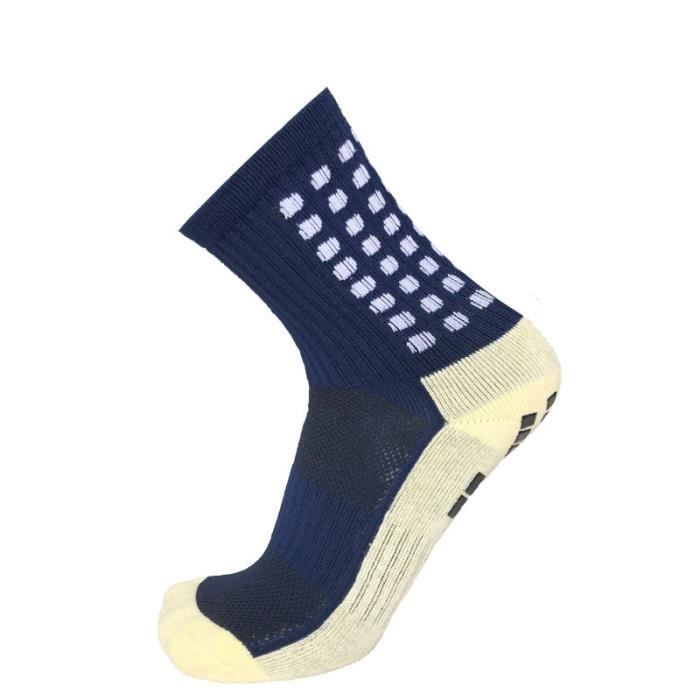 bleu marine - chaussettes de football antidérapantes, nouveau film de friction carré, fond de serviette épais