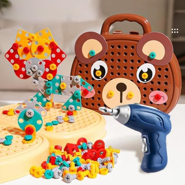 Jeu de construction - AUTREMENT - Boîte à outils de jeu Montessori avec perceuse - 205 pièces - Mixte