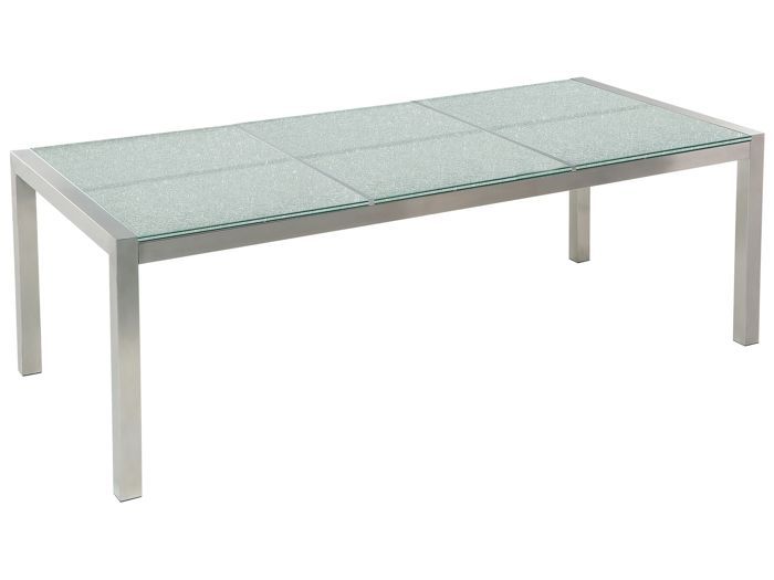 beliani table en verre effet brise 180 x 90 cm divise grosseto cdiscount jardin