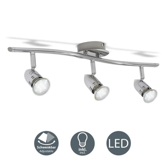 lumière blanche chaude B.K Licht plafonnier LED 3 spots orientables IP20 3X3W spots plafond LED salon salle à manger chambre cuisine couloir GU10
