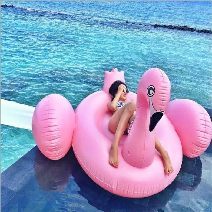 Bouée Géante Flamant Rose Gonflable XXL 115cm - Matelas Flottant Piscine Et Plage, Rose