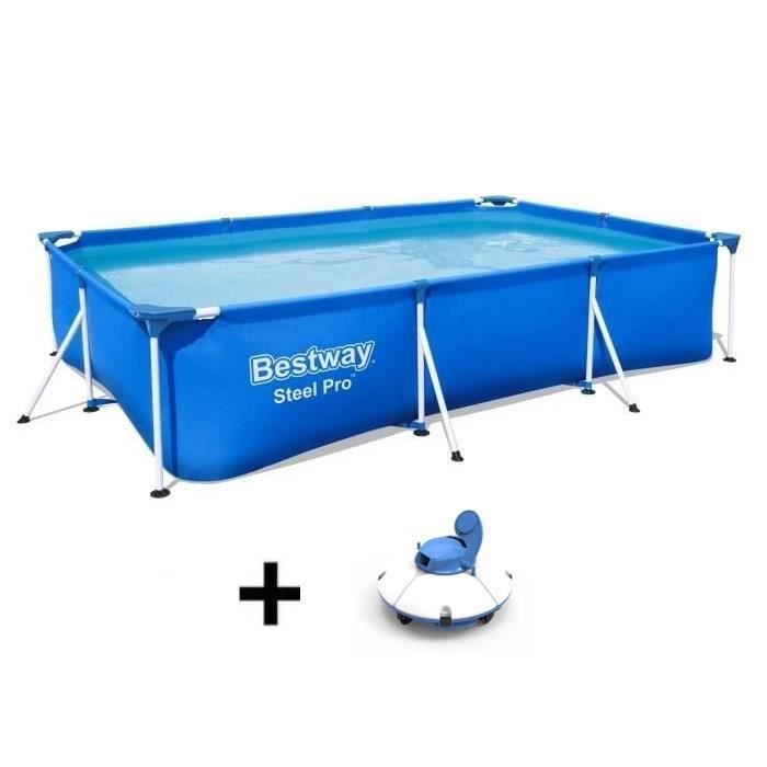 Piscine hors sol tubulaire BESTWAY - Steel Pro™ - 300 x 201 x 66 cm - Rectangulaire + Robot aspirate