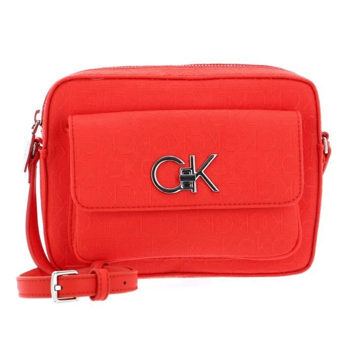 Calvin Klein ReLock Camera Bag W / Flap Jacquard Deep Orange [185638
