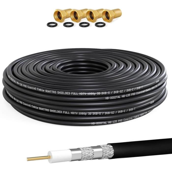 Câble D'antenne TV (135 DB), 4x Blindé - 6