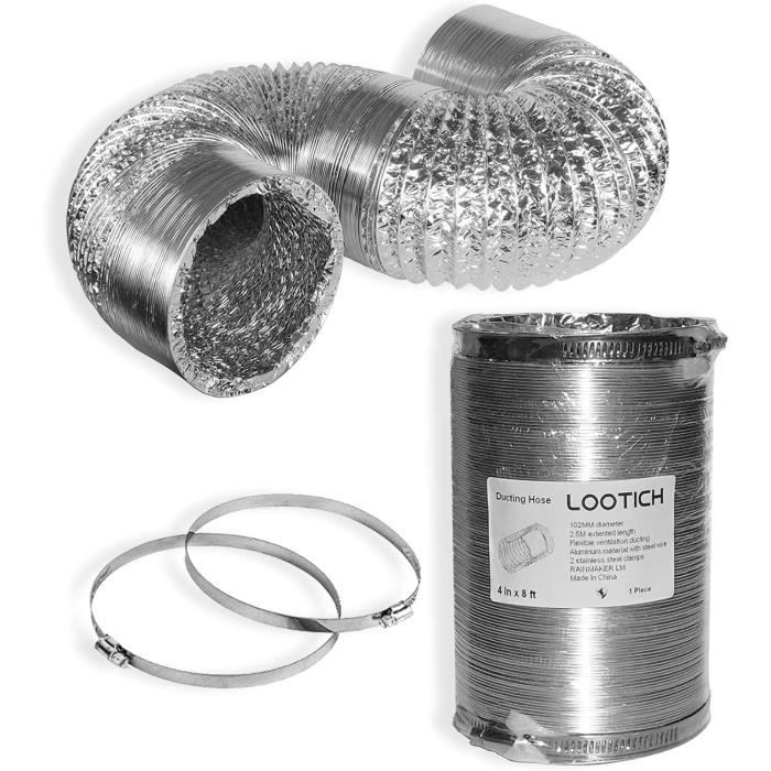 Tuyau Flexible Aluminium Chauffage Air Diesel 80cm - Conduit Air Chaud Froid 75mm